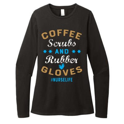 Nurse Life Coffee Scrubs and Rubber Gloves Womens CVC Long Sleeve Shirt