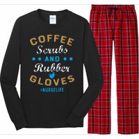 Nurse Life Coffee Scrubs and Rubber Gloves Long Sleeve Pajama Set