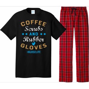 Nurse Life Coffee Scrubs and Rubber Gloves Pajama Set