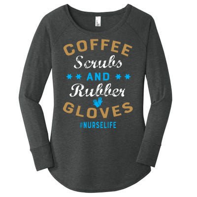 Nurse Life Coffee Scrubs and Rubber Gloves Women's Perfect Tri Tunic Long Sleeve Shirt