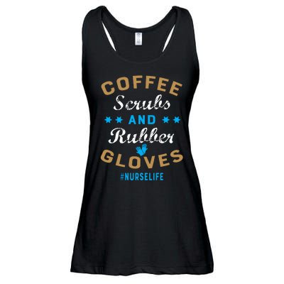 Nurse Life Coffee Scrubs and Rubber Gloves Ladies Essential Flowy Tank