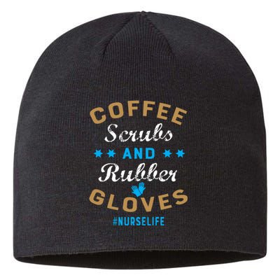 Nurse Life Coffee Scrubs and Rubber Gloves Sustainable Beanie