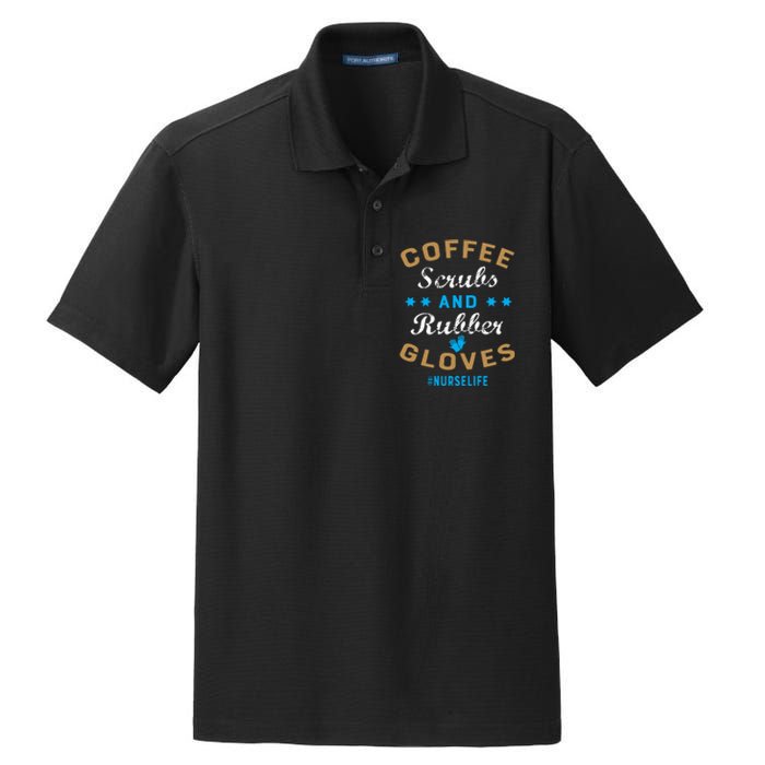 Nurse Life Coffee Scrubs and Rubber Gloves Dry Zone Grid Polo