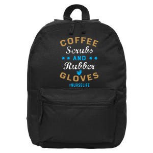 Nurse Life Coffee Scrubs and Rubber Gloves 16 in Basic Backpack