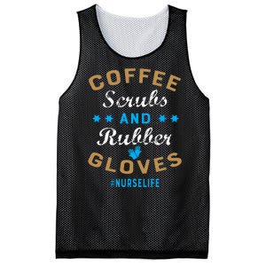 Nurse Life Coffee Scrubs and Rubber Gloves Mesh Reversible Basketball Jersey Tank