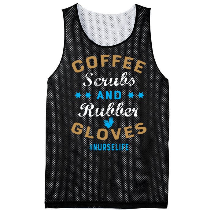 Nurse Life Coffee Scrubs and Rubber Gloves Mesh Reversible Basketball Jersey Tank