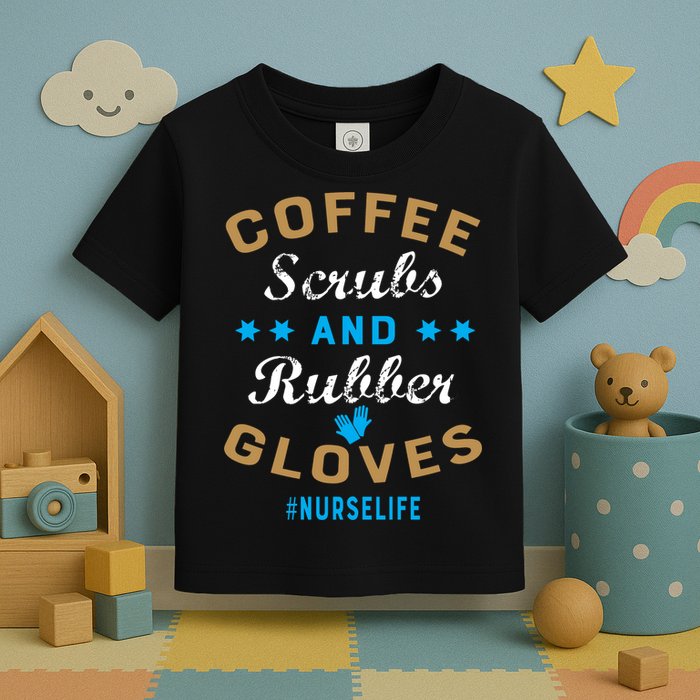 Nurse Life Coffee Scrubs and Rubber Gloves Toddler T-Shirt