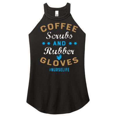 Nurse Life Coffee Scrubs and Rubber Gloves Women's Perfect Tri Rocker Tank