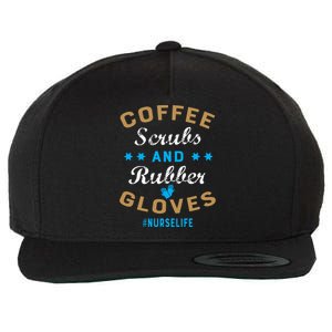 Nurse Life Coffee Scrubs and Rubber Gloves Wool Snapback Cap