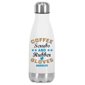 Nurse Life Coffee Scrubs and Rubber Gloves Stainless Steel Insulated Water Bottle