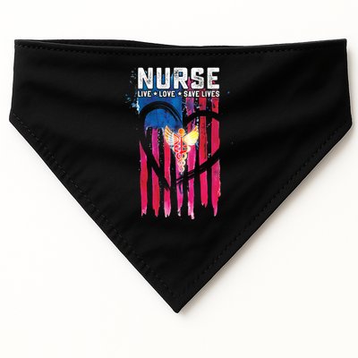 Nurse Live Love Save Lives Flag  USA-Made Doggie Bandana