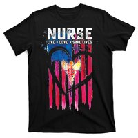 Nurse Live Love Save Lives Flag  T-Shirt