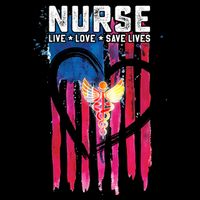 Nurse Live Love Save Lives Flag  V-Neck T-Shirt