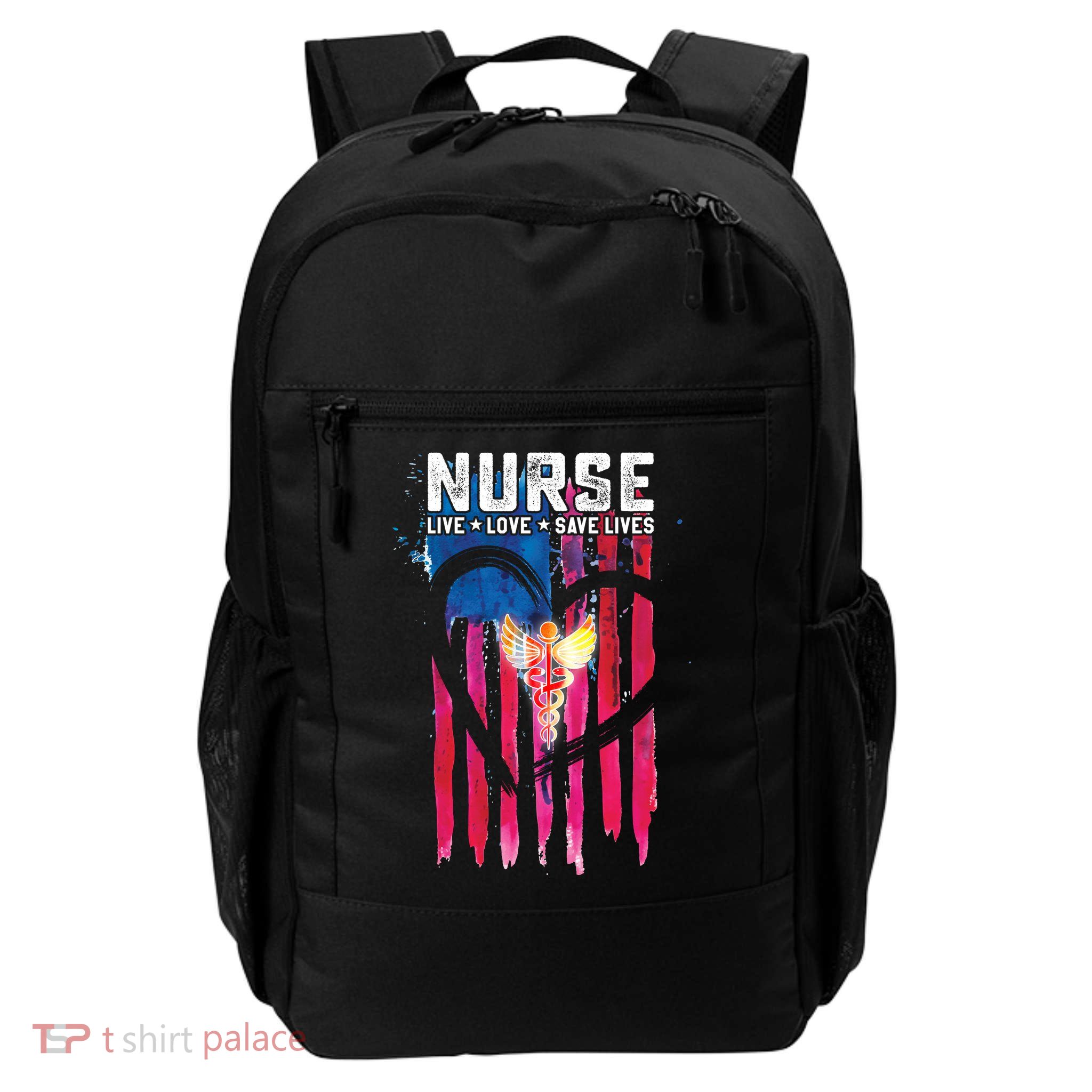 Nurse Live Love Save Lives Flag  Daily Commute Backpack