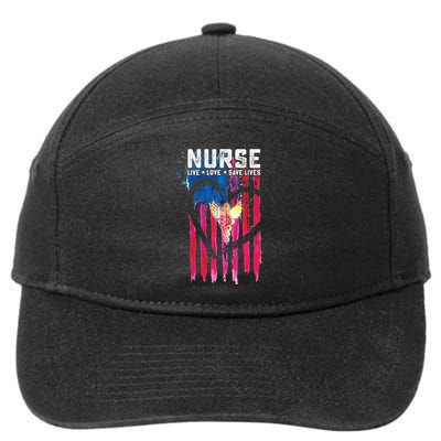 Nurse Live Love Save Lives Flag  7-Panel Snapback Hat