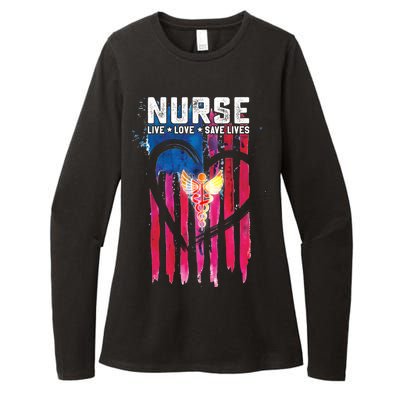 Nurse Live Love Save Lives Flag  Womens CVC Long Sleeve Shirt