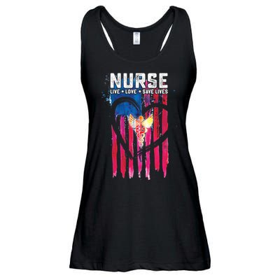 Nurse Live Love Save Lives Flag  Ladies Essential Flowy Tank