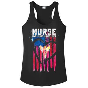 Nurse Live Love Save Lives Flag  Ladies PosiCharge Competitor Racerback Tank