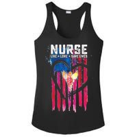 Nurse Live Love Save Lives Flag  Ladies PosiCharge Competitor Racerback Tank