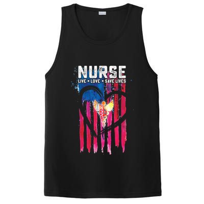 Nurse Live Love Save Lives Flag  PosiCharge Competitor Tank