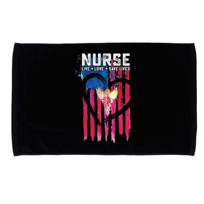 Nurse Live Love Save Lives Flag  Microfiber Hand Towel