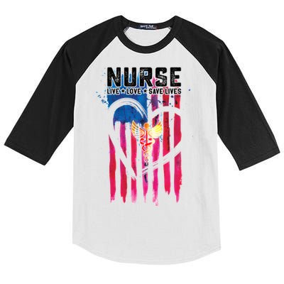 Nurse Live Love Save Lives Flag  Kids Colorblock Raglan Jersey