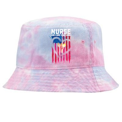 Nurse Live Love Save Lives Flag  Tie-Dyed Bucket Hat