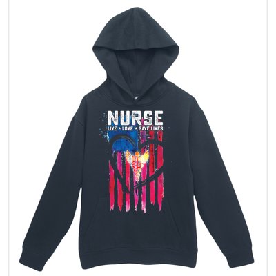 Nurse Live Love Save Lives Flag  Urban Pullover Hoodie