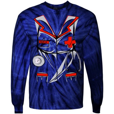 Nurse Medical Costume Suit Tie-Dye Long Sleeve Shirt