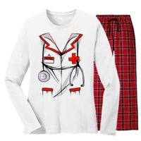 Nurse Medical Costume Suit Women's Long Sleeve Flannel Pajama Set 