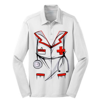 Nurse Medical Costume Suit Silk Touch Performance Long Sleeve Polo