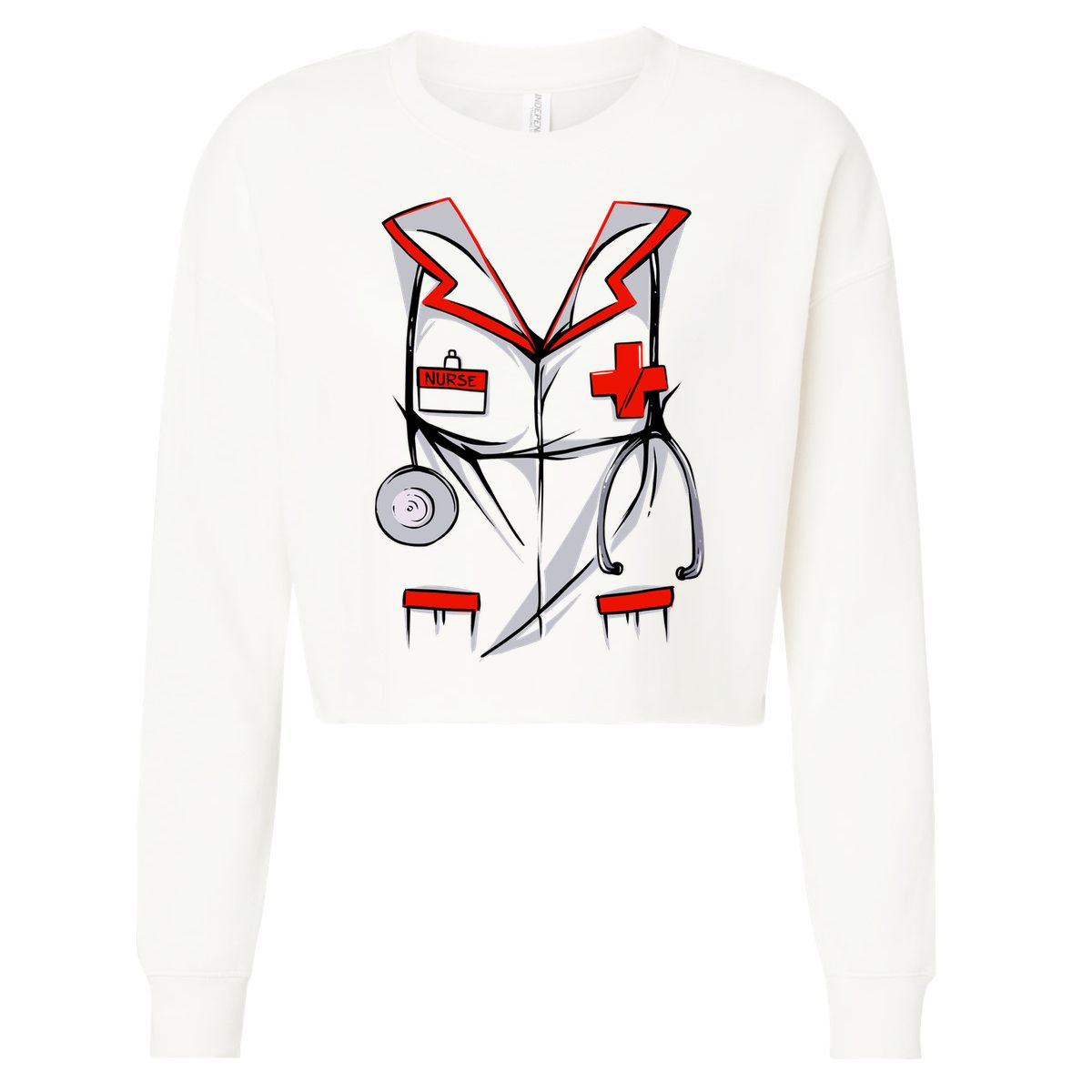 Nurse Medical Costume Suit Cropped Pullover Crew