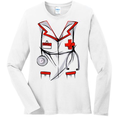 Nurse Medical Costume Suit Ladies Long Sleeve Shirt