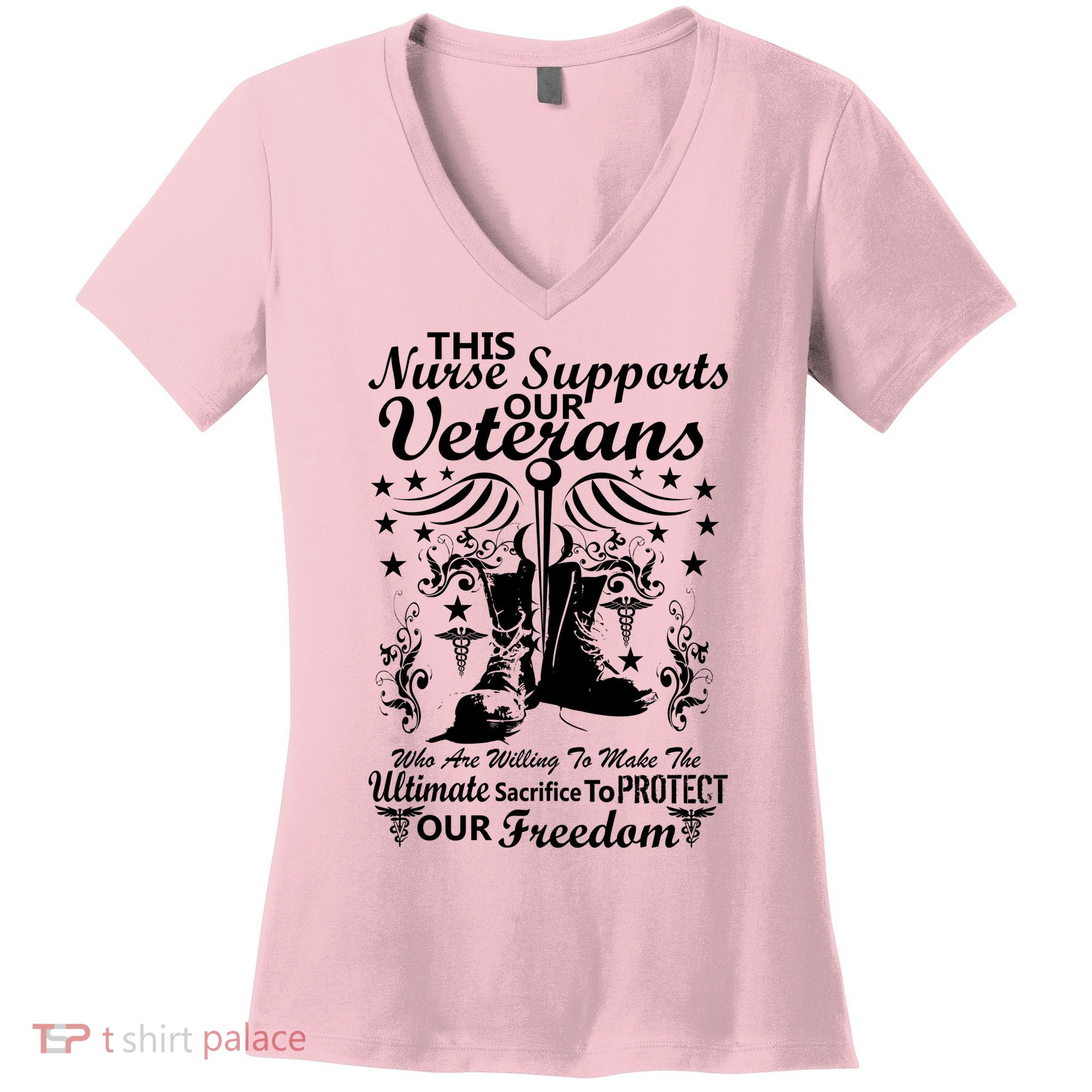 Nurse Supports Our Veterans Women's V-Neck T-Shirt