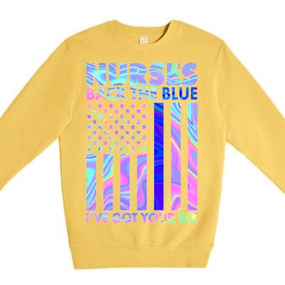 Nurses Back the Blue I've Got Your Six US Flag Premium Crewneck Sweatshirt