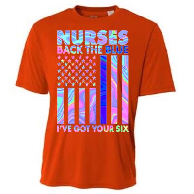 Nurses Back the Blue I've Got Your Six US Flag Cooling Performance Crew T-Shirt