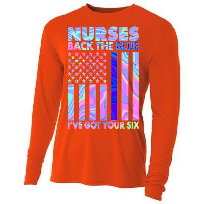 Nurses Back the Blue I've Got Your Six US Flag Cooling Performance Long Sleeve Crew