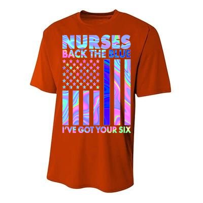 Nurses Back the Blue I've Got Your Six US Flag Performance Sprint T-Shirt