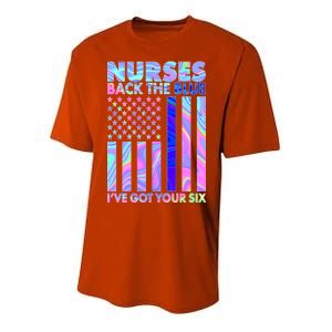 Nurses Back the Blue I've Got Your Six US Flag Youth Performance Sprint T-Shirt