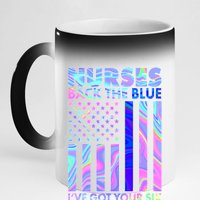 Nurses Back the Blue I've Got Your Six US Flag 11oz Black Color Changing Mug