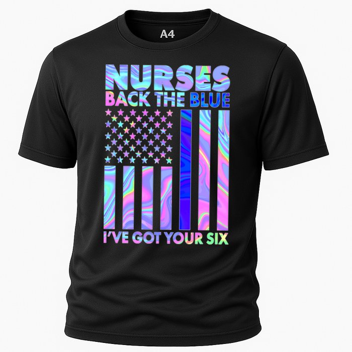 Nurses Back the Blue I've Got Your Six US Flag Cooling Performance Crew T-Shirt