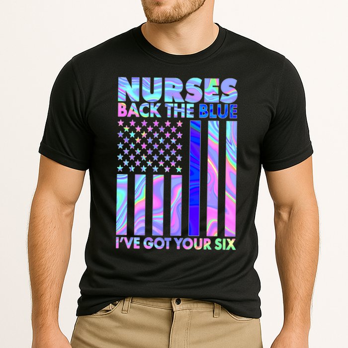 Nurses Back the Blue I've Got Your Six US Flag Cooling Performance Crew T-Shirt