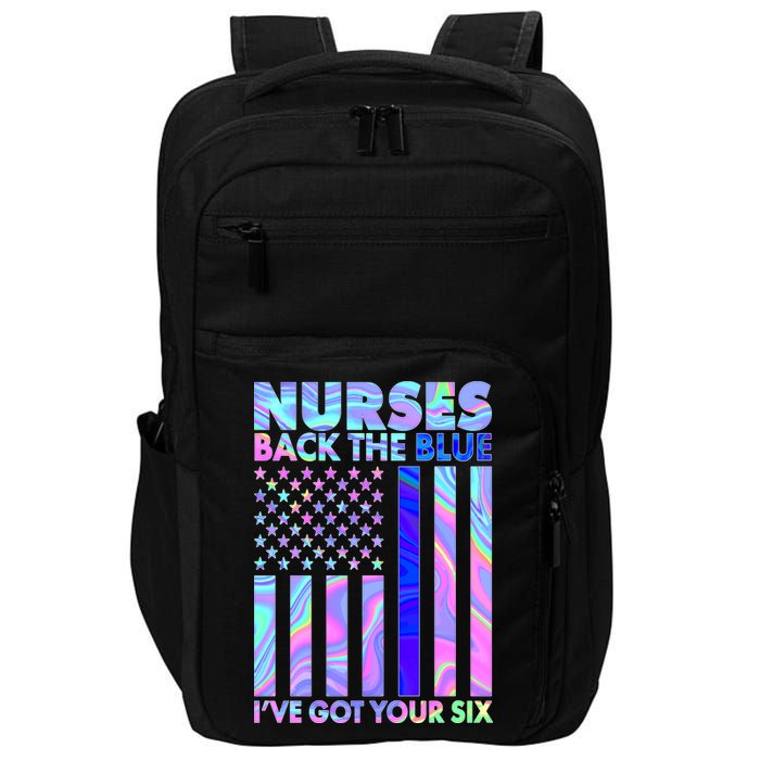 Nurses Back the Blue I've Got Your Six US Flag Impact Tech Backpack