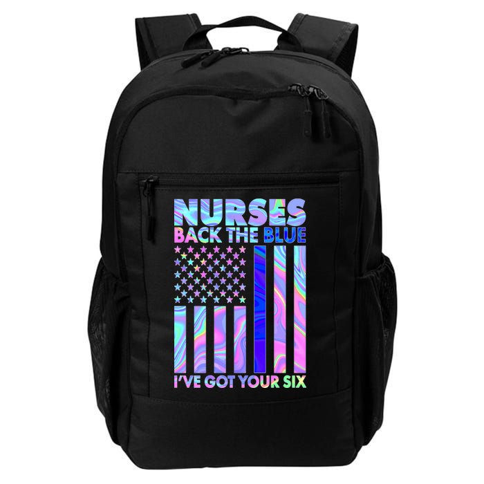 Nurses Back the Blue I've Got Your Six US Flag Backpack