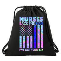Nurses Back the Blue I've Got Your Six US Flag Drawstring Bag