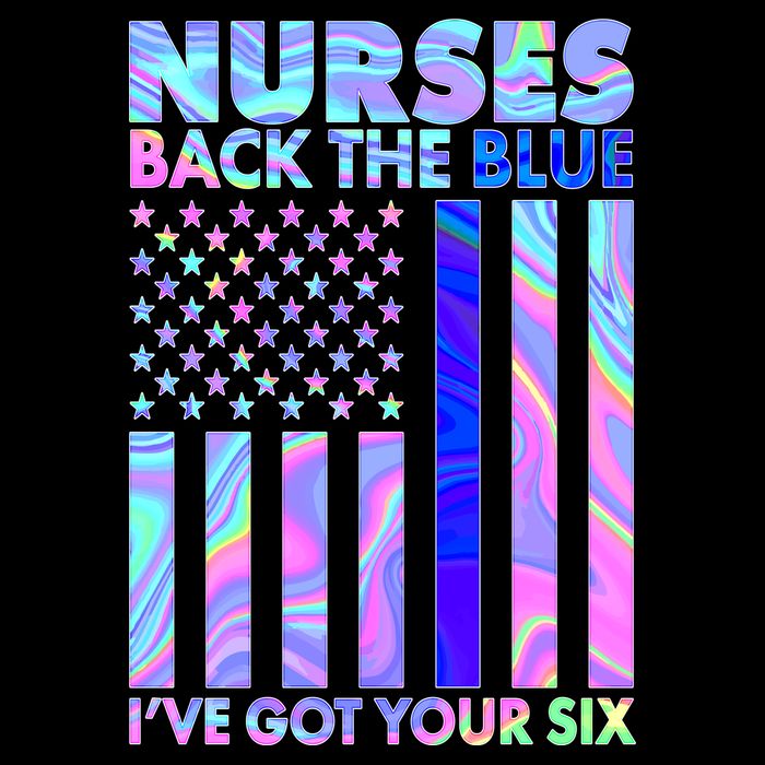 Nurses Back the Blue I've Got Your Six US Flag Drawstring Bag