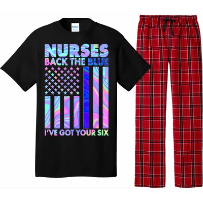 Nurses Back the Blue I've Got Your Six US Flag Pajama Set