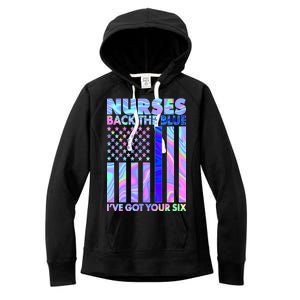 Nurses Back the Blue I've Got Your Six US Flag Women's Fleece Hoodie