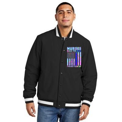 Nurses Back the Blue I've Got Your Six US Flag Insulated Varsity Jacket