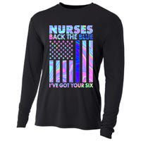 Nurses Back the Blue I've Got Your Six US Flag Cooling Performance Long Sleeve Crew